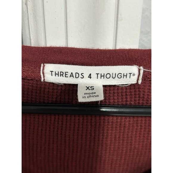 Threads 4 Thought Rust Red Organic Cotton Modal Long Sleeve Ribbed Top Sz S - Picture 5 of 10